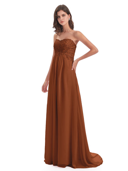 Halle Sweep-Brush Train Beading Sweetheart Bridesmaid Dresses