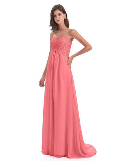 Halle Sweep-Brush Train Beading Sweetheart Bridesmaid Dresses