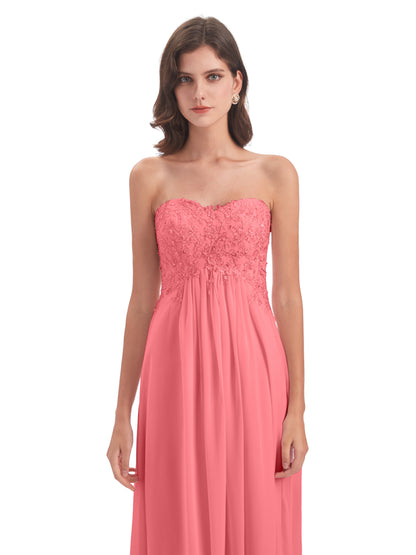 Halle Sweep-Brush Train Beading Sweetheart Bridesmaid Dresses