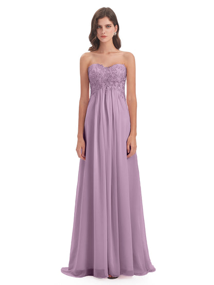 Halle Sweep-Brush Train Beading Sweetheart Bridesmaid Dresses