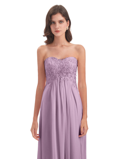 Halle Sweep-Brush Train Beading Sweetheart Bridesmaid Dresses