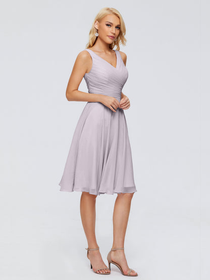 Jocelyn V-Neck Knee Length Chiffon Bridesmaid Dresses