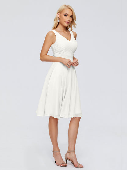 Jocelyn V-Neck Knee Length Chiffon Bridesmaid Dresses