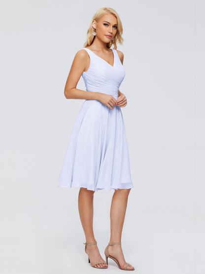 Jocelyn V-Neck Knee Length Chiffon Bridesmaid Dresses