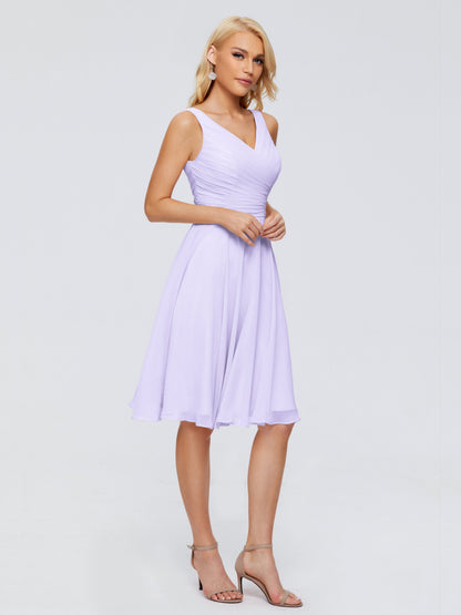 Jocelyn V-Neck Knee Length Chiffon Bridesmaid Dresses
