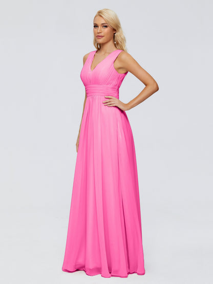 Juliana A-line V Neck Straps Chiffon Bridesmaid Dresses With Pockets