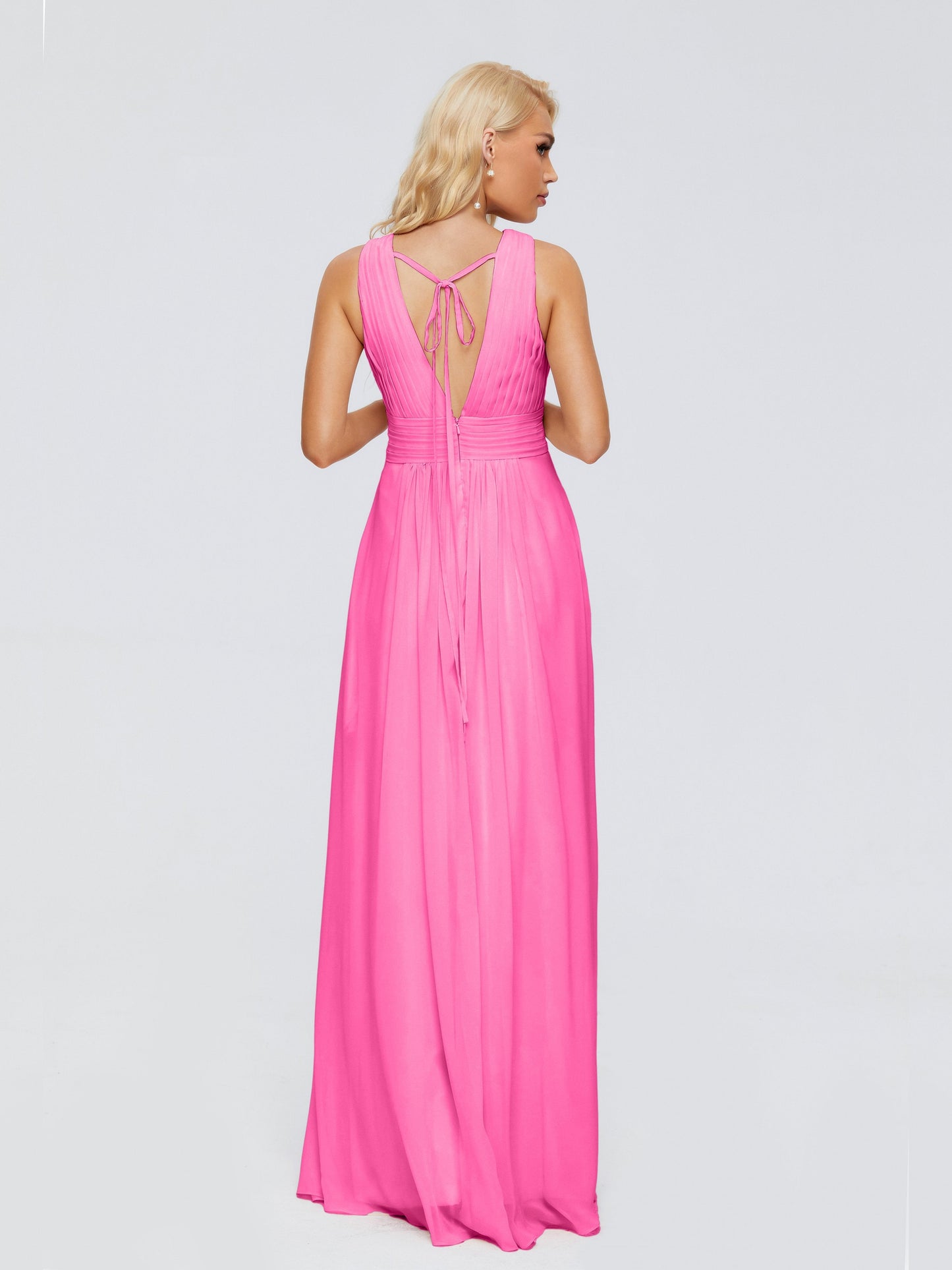 Juliana A-line V Neck Straps Chiffon Bridesmaid Dresses With Pockets