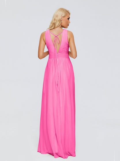 Juliana A-line V Neck Straps Chiffon Bridesmaid Dresses With Pockets