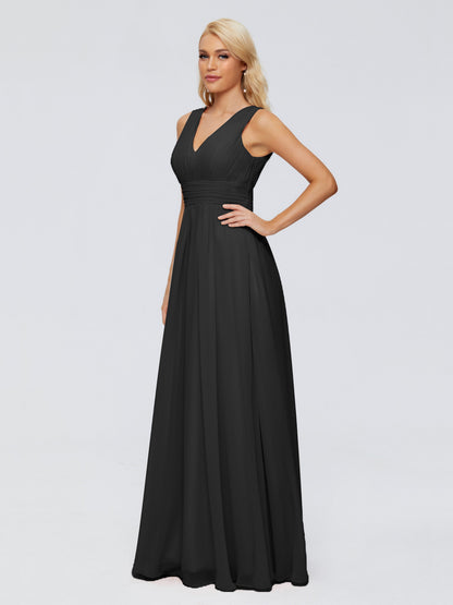 Juliana A-line V Neck Straps Chiffon Bridesmaid Dresses With Pockets