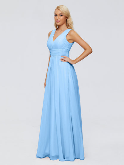 Juliana A-line V Neck Straps Chiffon Bridesmaid Dresses With Pockets