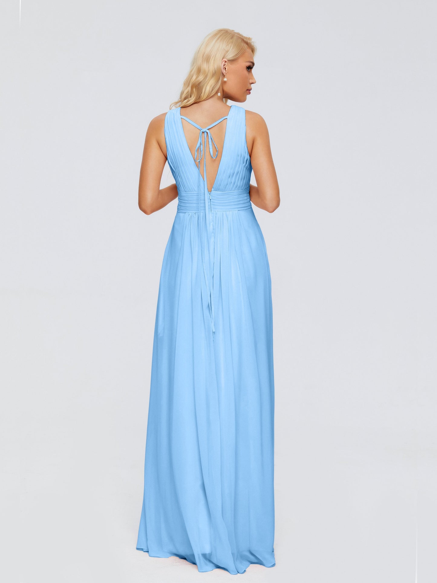 Juliana A-line V Neck Straps Chiffon Bridesmaid Dresses With Pockets