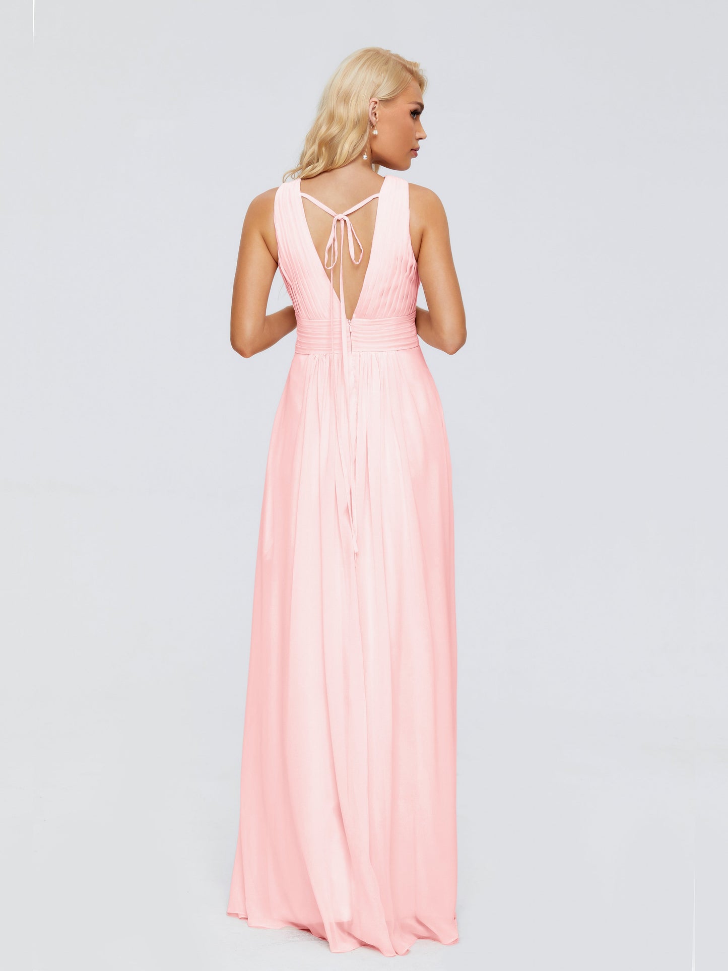 Juliana A-line V Neck Straps Chiffon Bridesmaid Dresses With Pockets