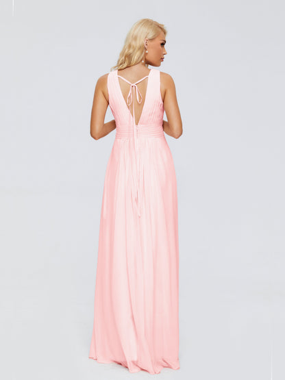 Juliana A-line V Neck Straps Chiffon Bridesmaid Dresses With Pockets
