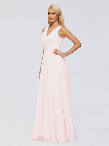 Juliana A-line V Neck Straps Chiffon Bridesmaid Dresses With Pockets