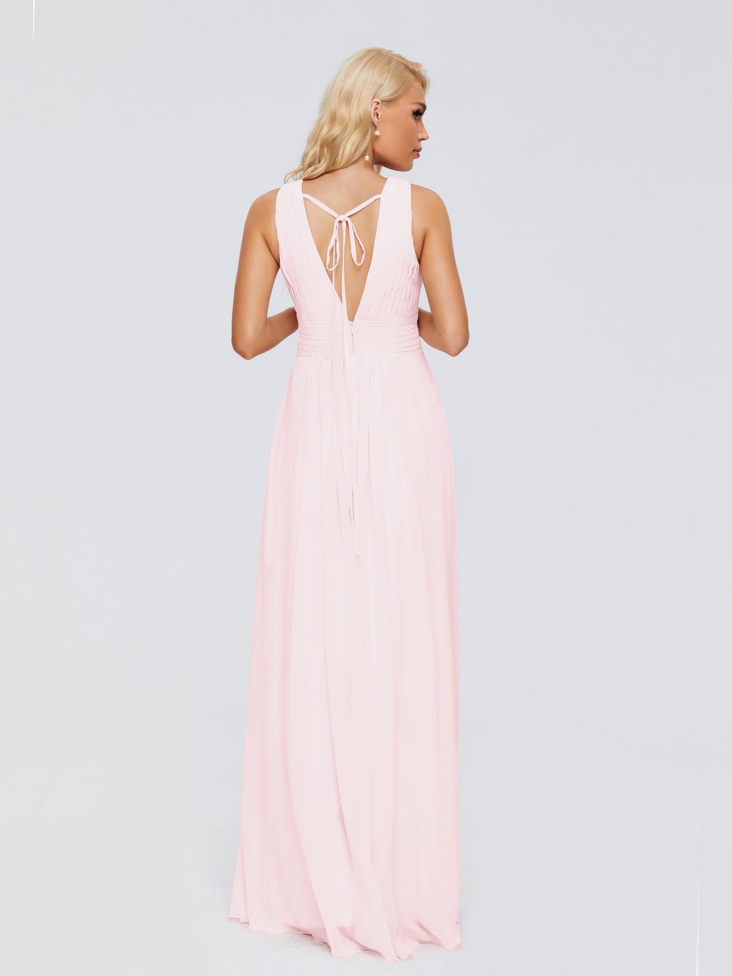 Juliana A-line V Neck Straps Chiffon Bridesmaid Dresses With Pockets
