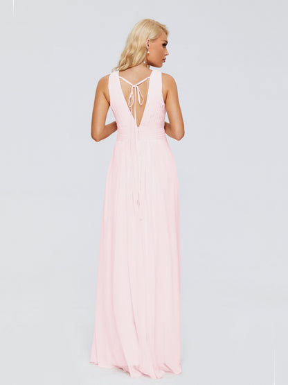 Juliana A-line V Neck Straps Chiffon Bridesmaid Dresses With Pockets