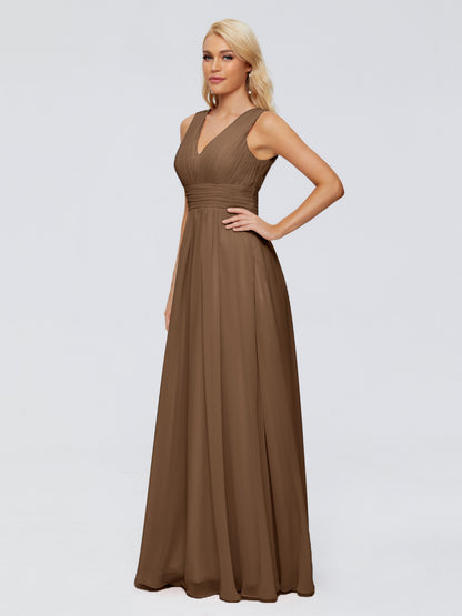 Juliana A-line V Neck Straps Chiffon Bridesmaid Dresses With Pockets