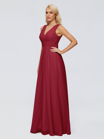 Juliana A-line V Neck Straps Chiffon Bridesmaid Dresses With Pockets