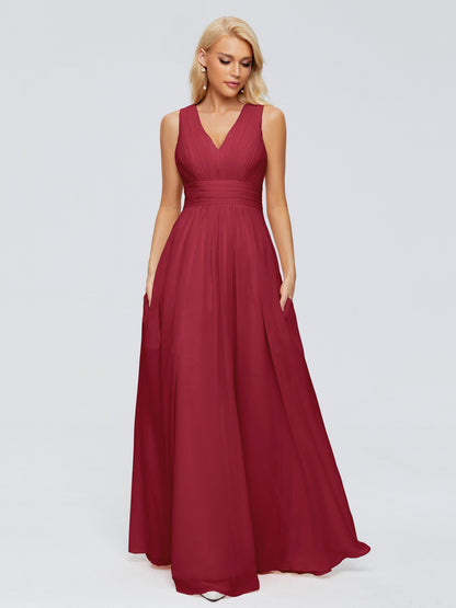 Juliana A-line V Neck Straps Chiffon Bridesmaid Dresses With Pockets