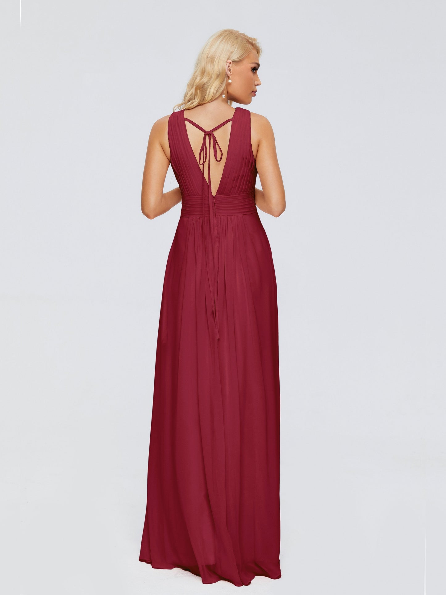 Juliana A-line V Neck Straps Chiffon Bridesmaid Dresses With Pockets