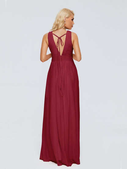 Juliana A-line V Neck Straps Chiffon Bridesmaid Dresses With Pockets