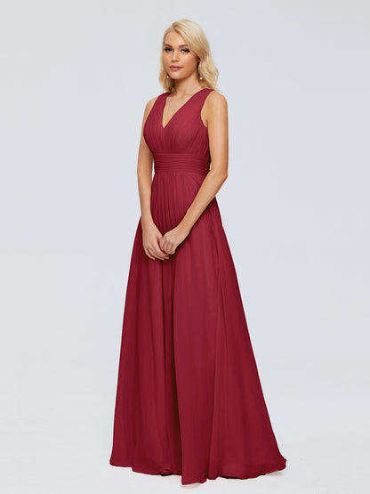 Juliana A-line V Neck Straps Chiffon Bridesmaid Dresses With Pockets