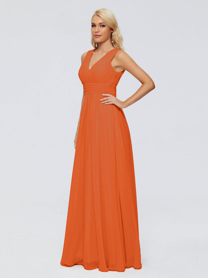 Juliana A-line V Neck Straps Chiffon Bridesmaid Dresses With Pockets