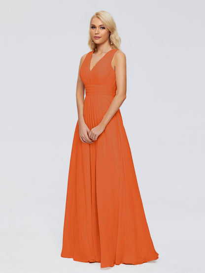 Juliana A-line V Neck Straps Chiffon Bridesmaid Dresses With Pockets
