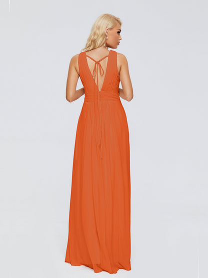 Juliana A-line V Neck Straps Chiffon Bridesmaid Dresses With Pockets