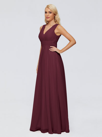 Juliana A-line V Neck Straps Chiffon Bridesmaid Dresses With Pockets
