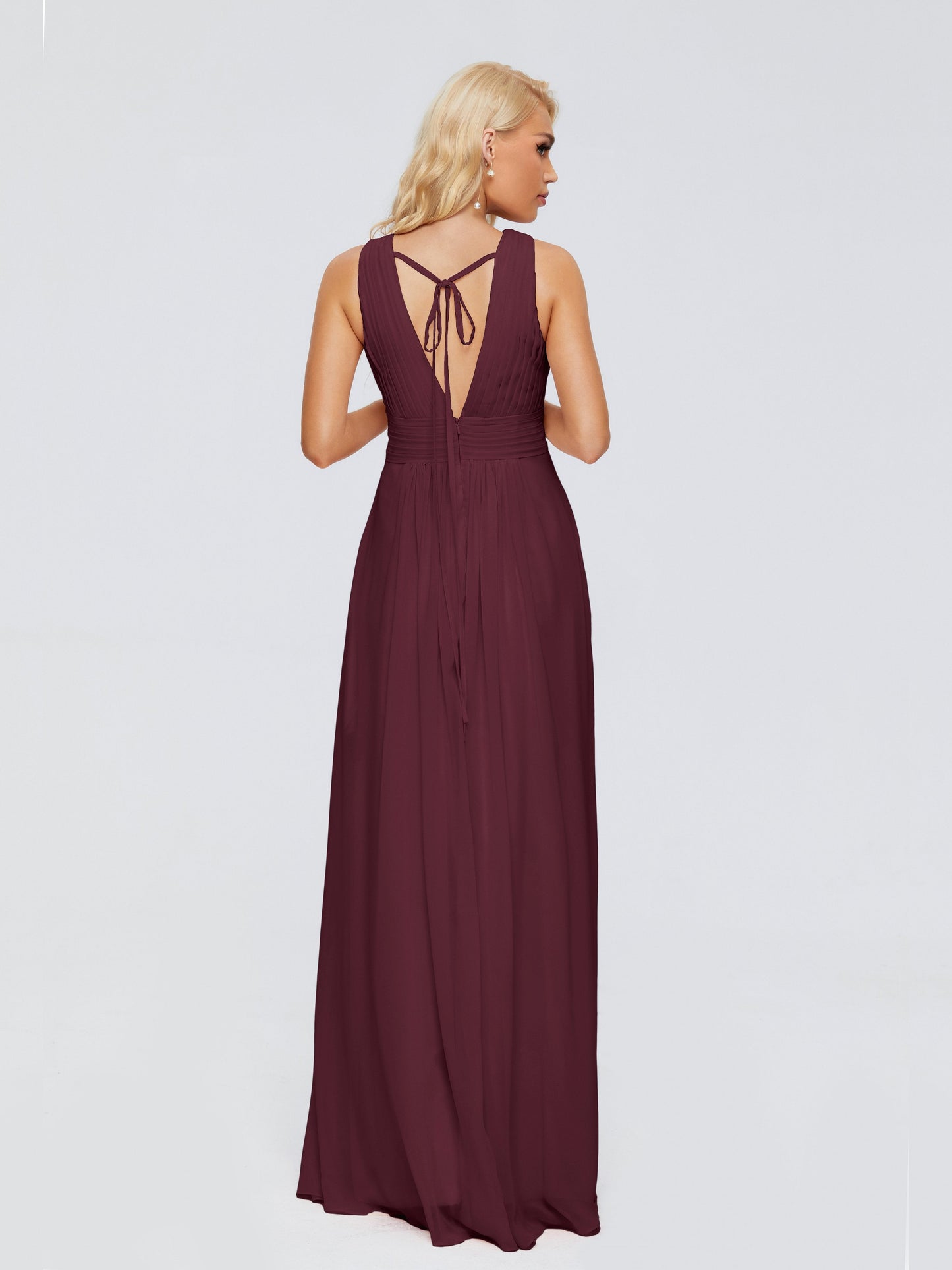 Juliana A-line V Neck Straps Chiffon Bridesmaid Dresses With Pockets