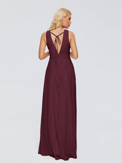 Juliana A-line V Neck Straps Chiffon Bridesmaid Dresses With Pockets