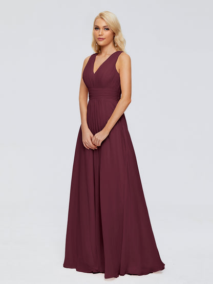 Juliana A-line V Neck Straps Chiffon Bridesmaid Dresses With Pockets