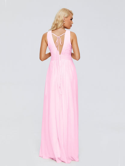 Juliana A-line V Neck Straps Chiffon Bridesmaid Dresses With Pockets