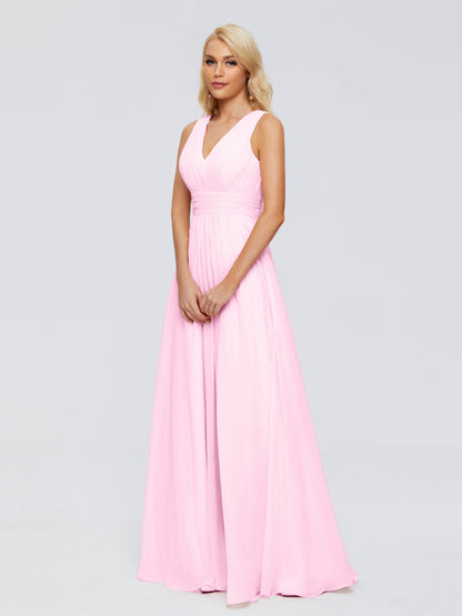 Juliana A-line V Neck Straps Chiffon Bridesmaid Dresses With Pockets