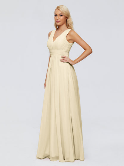 Juliana A-line V Neck Straps Chiffon Bridesmaid Dresses With Pockets