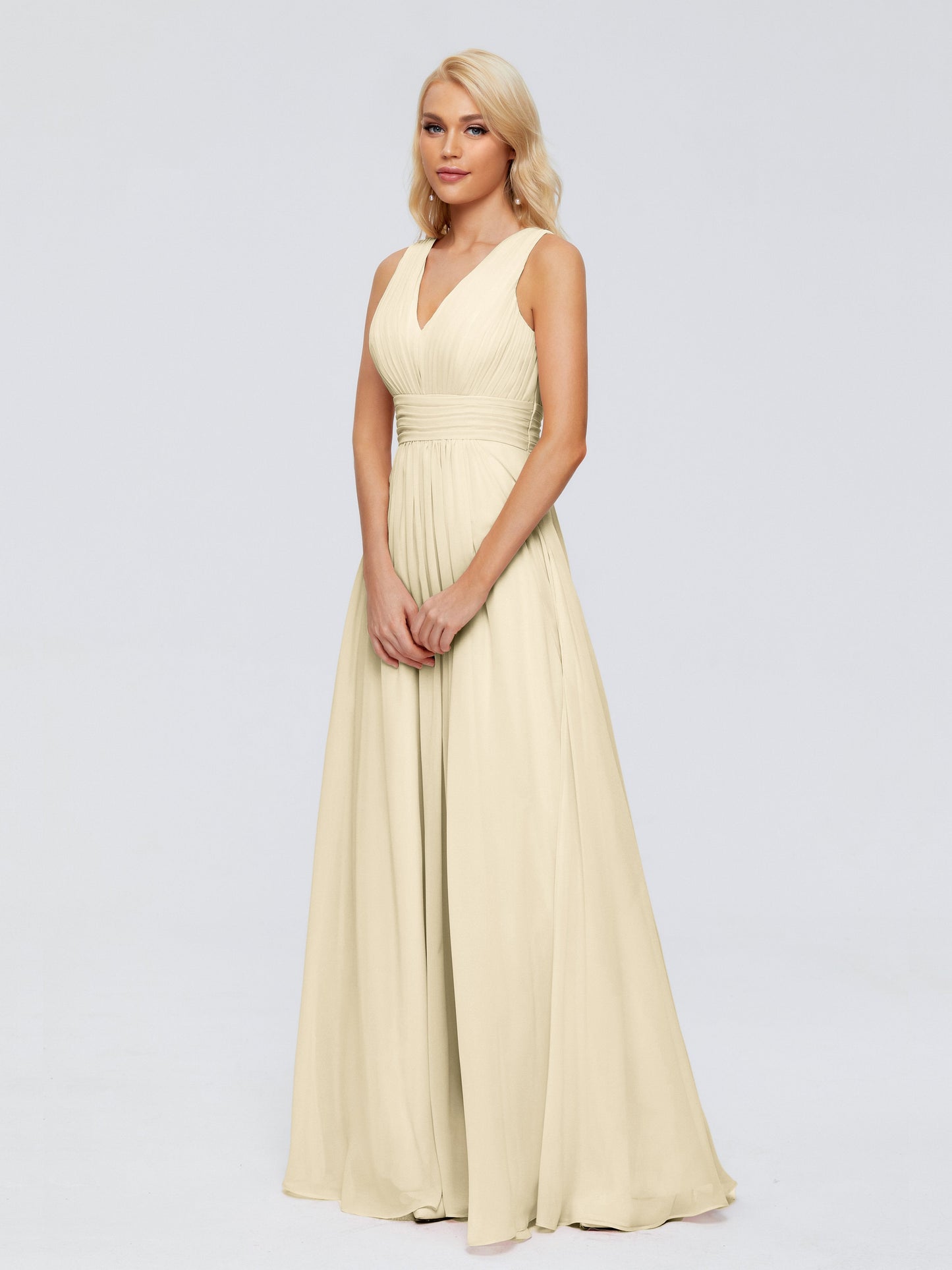 Juliana A-line V Neck Straps Chiffon Bridesmaid Dresses With Pockets