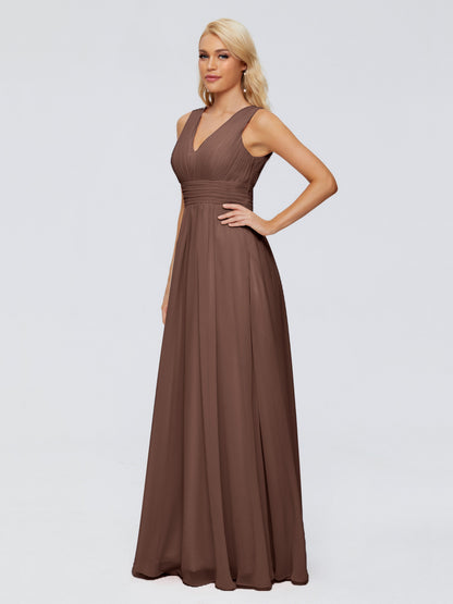 Juliana A-line V Neck Straps Chiffon Bridesmaid Dresses With Pockets