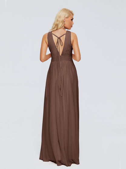 Juliana A-line V Neck Straps Chiffon Bridesmaid Dresses With Pockets