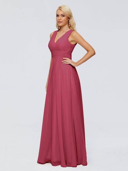 Juliana A-line V Neck Straps Chiffon Bridesmaid Dresses With Pockets