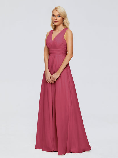 Juliana A-line V Neck Straps Chiffon Bridesmaid Dresses With Pockets