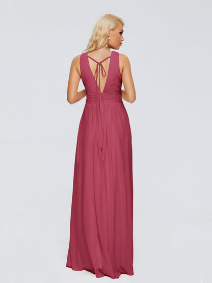 Juliana A-line V Neck Straps Chiffon Bridesmaid Dresses With Pockets