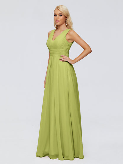 Juliana A-line V Neck Straps Chiffon Bridesmaid Dresses With Pockets