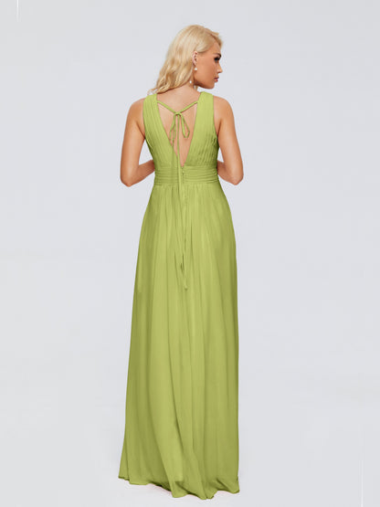 Juliana A-line V Neck Straps Chiffon Bridesmaid Dresses With Pockets