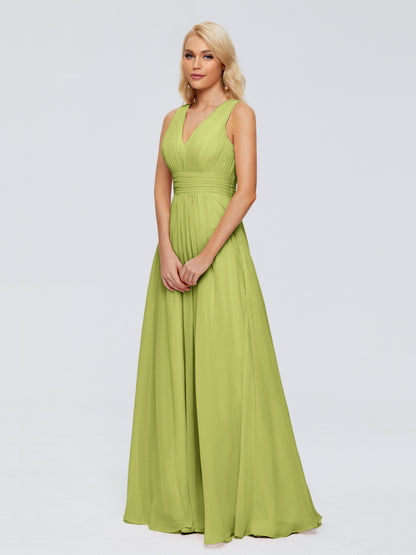 Juliana A-line V Neck Straps Chiffon Bridesmaid Dresses With Pockets