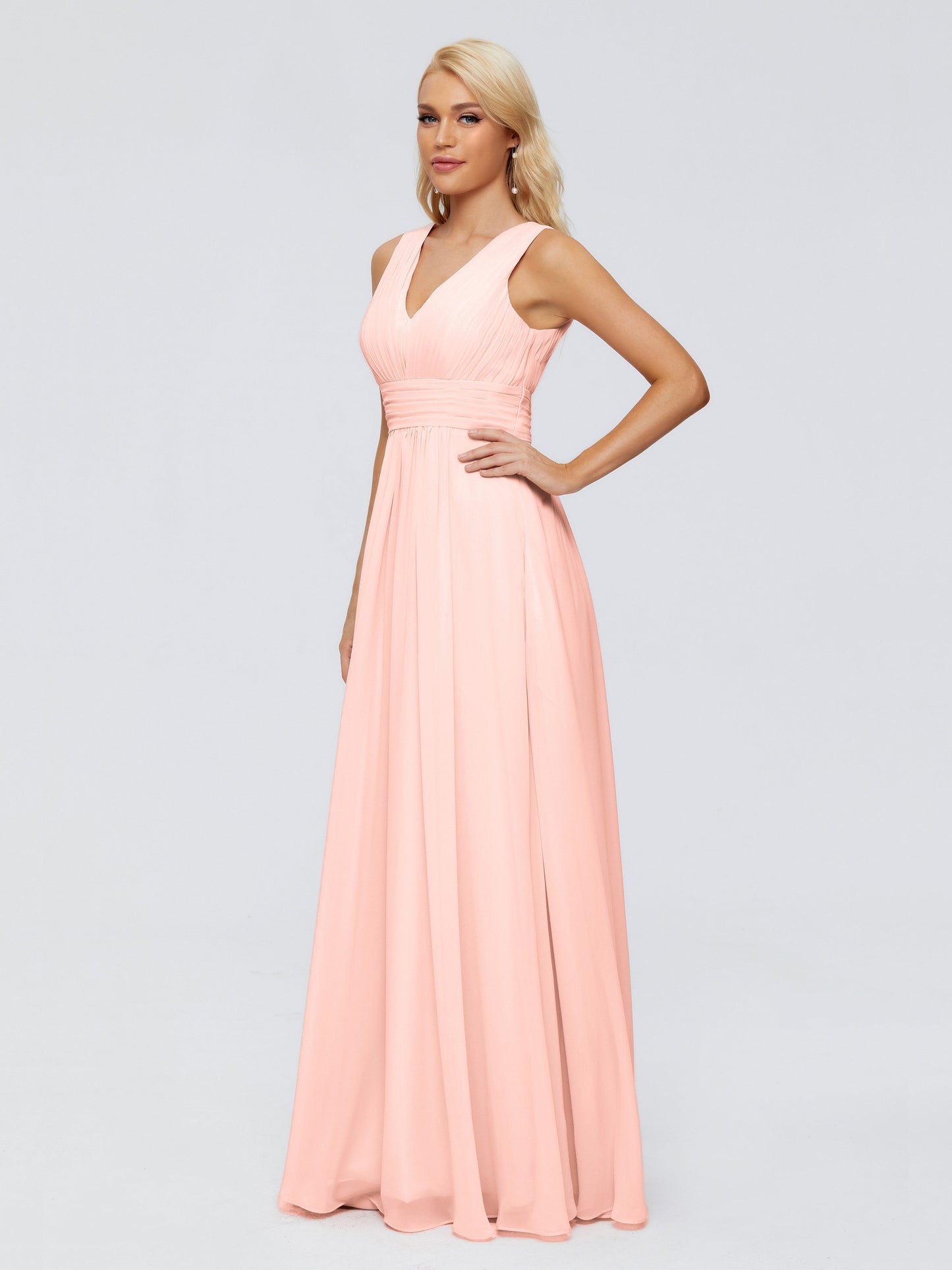 Juliana A-line V Neck Straps Chiffon Bridesmaid Dresses With Pockets