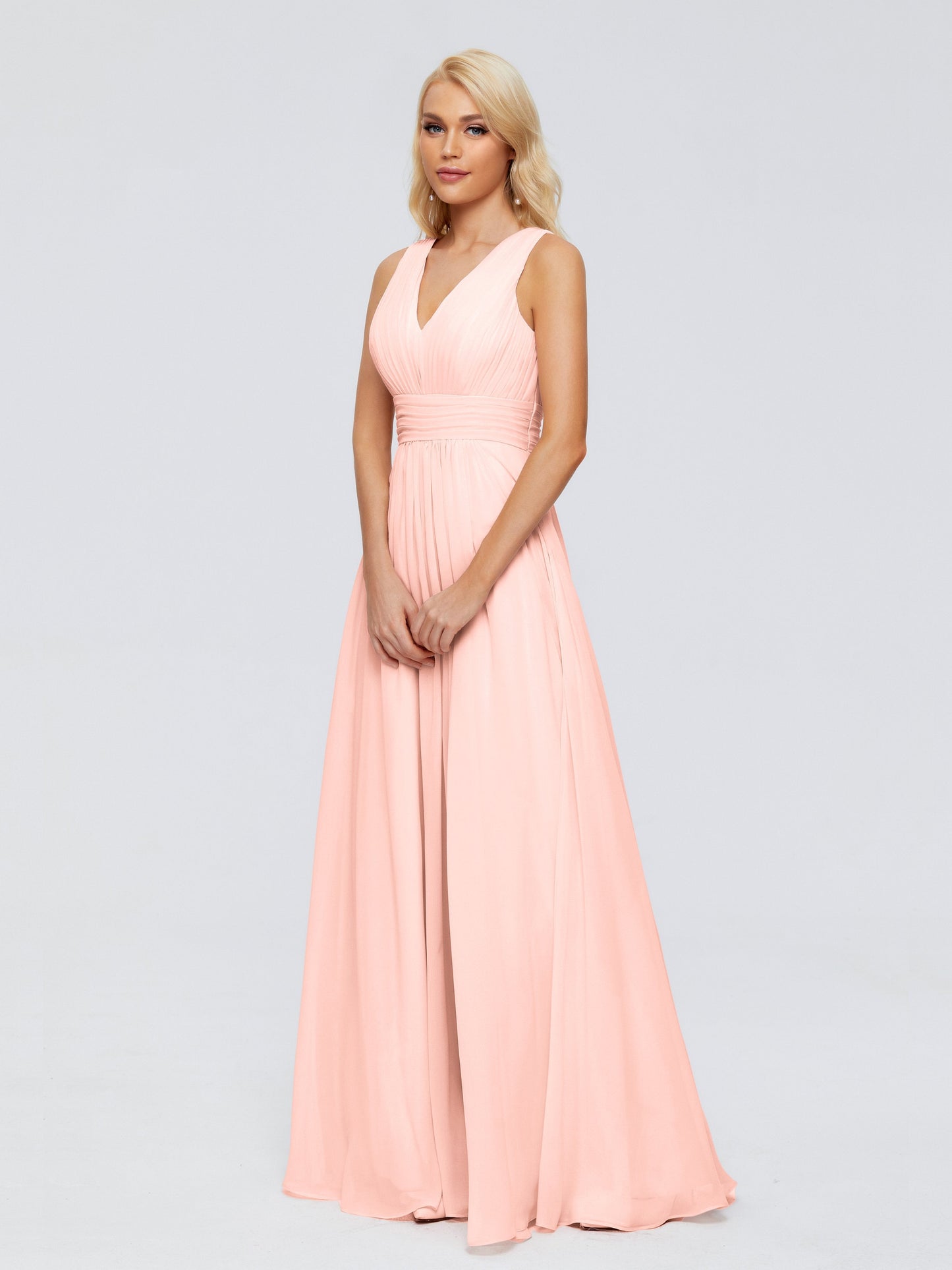 Juliana A-line V Neck Straps Chiffon Bridesmaid Dresses With Pockets