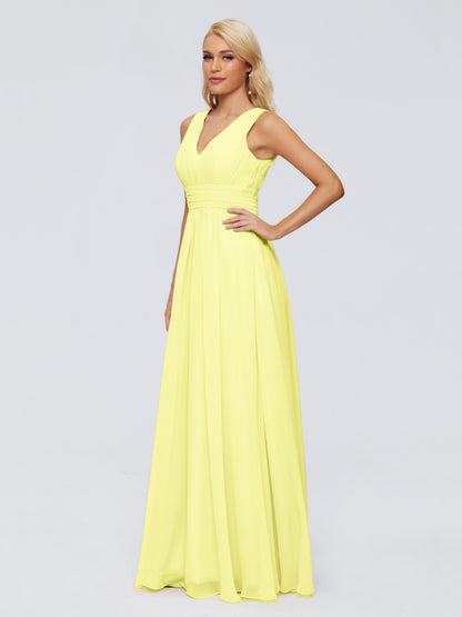 Juliana A-line V Neck Straps Chiffon Bridesmaid Dresses With Pockets