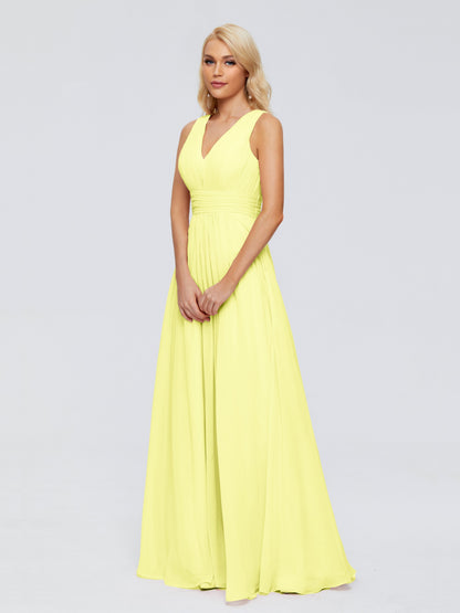 Juliana A-line V Neck Straps Chiffon Bridesmaid Dresses With Pockets