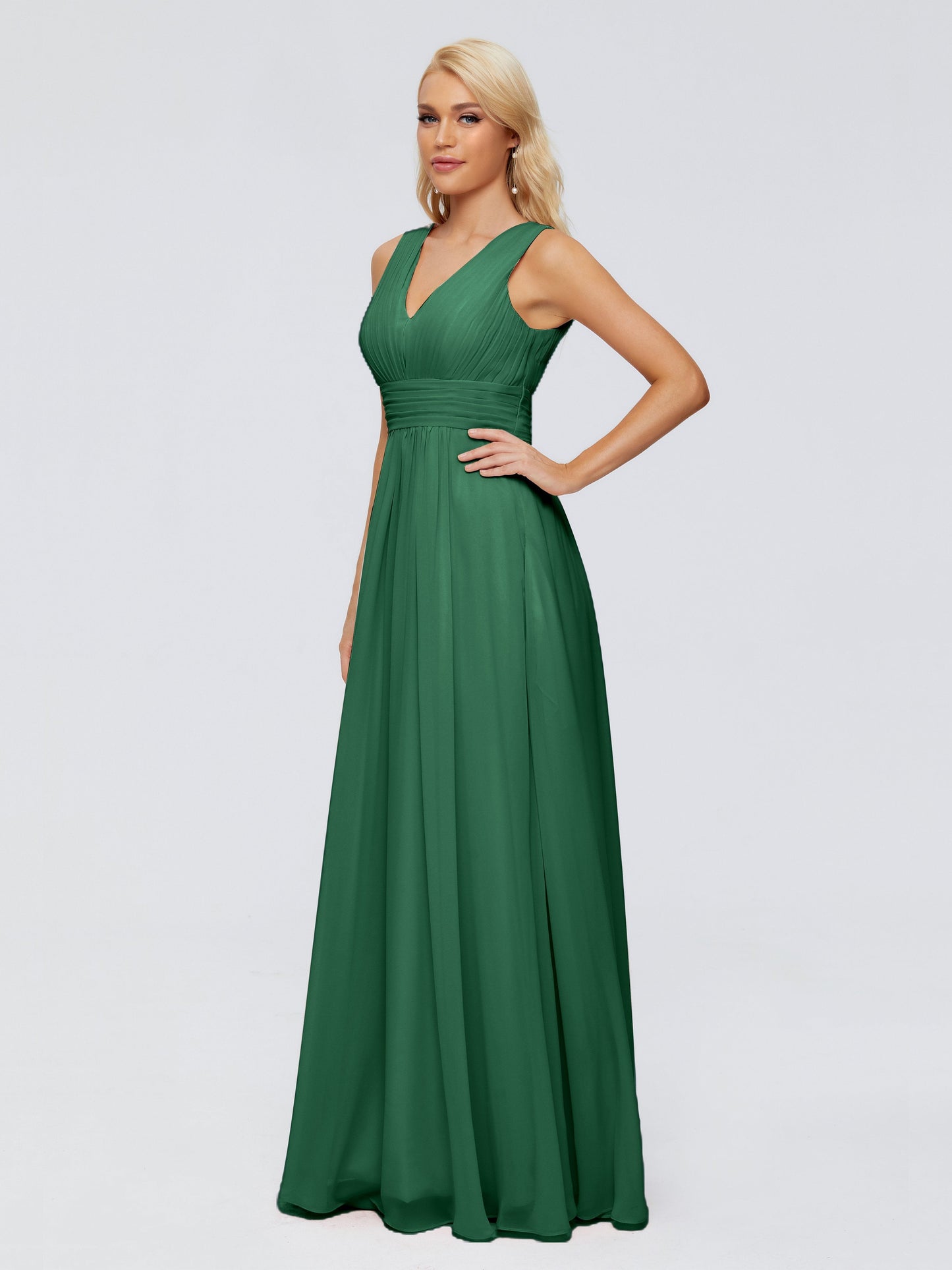 Juliana A-line V Neck Straps Chiffon Bridesmaid Dresses With Pockets